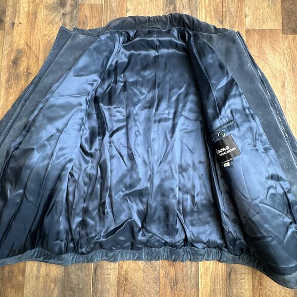 Vintage Wilsons Suede Leather Jacket Men's Size XL 46 Blue Quilted Heavyweight - Picture 4 of 11